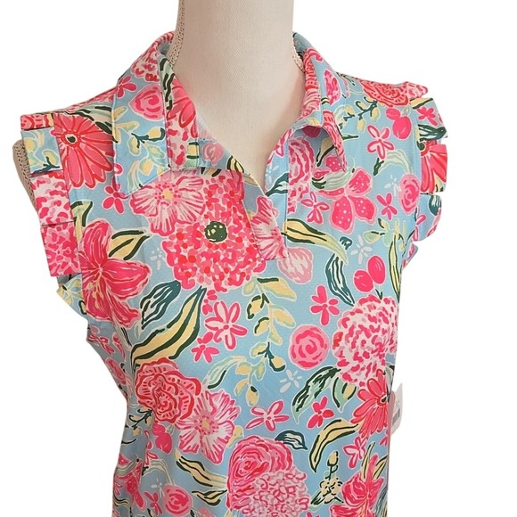 NWT Women's Gottex Floral Sleeveless Golf & Tennis Dress Ruffle Sleeve Medium - Picture 2 of 6